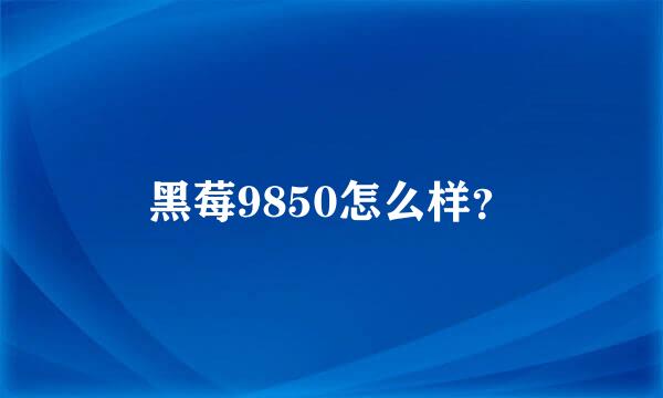 黑莓9850怎么样？