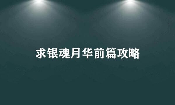 求银魂月华前篇攻略