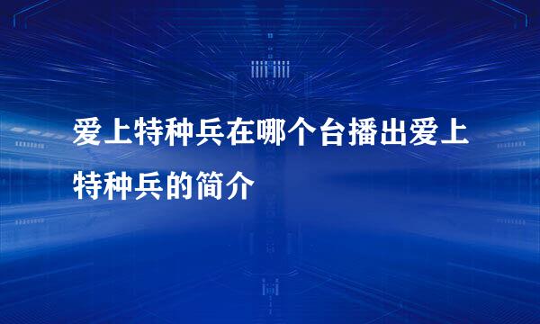 爱上特种兵在哪个台播出爱上特种兵的简介