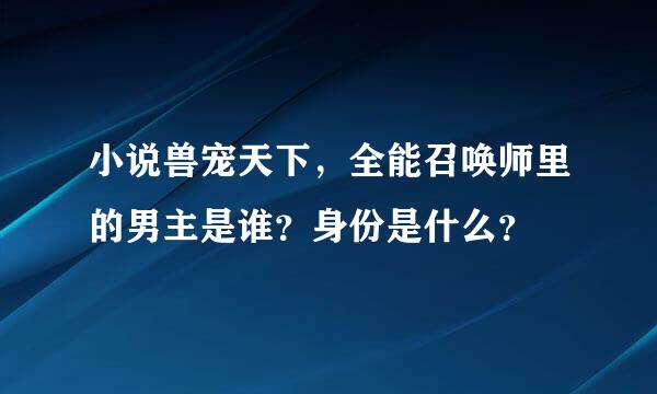 小说兽宠天下，全能召唤师里的男主是谁？身份是什么？