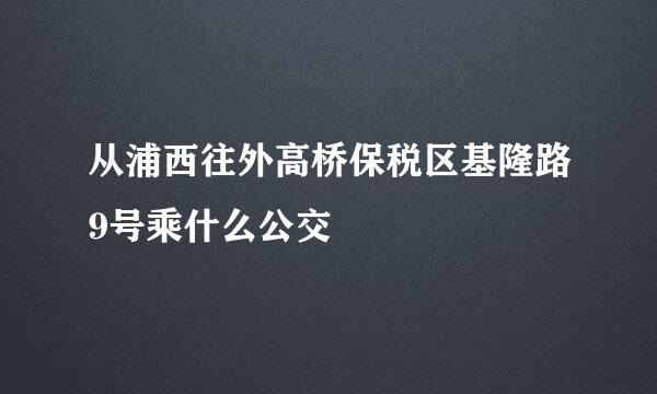 从浦西往外高桥保税区基隆路9号乘什么公交