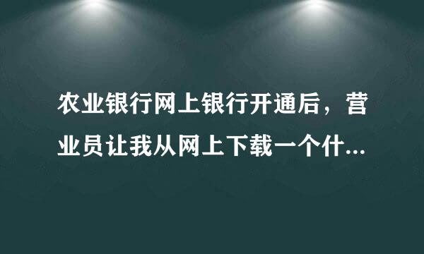 农业银行网上银行开通后，营业员让我从网上下载一个什么证书。