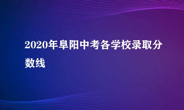 2020年阜阳中考各学校录取分数线