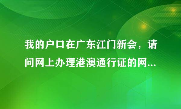 我的户口在广东江门新会，请问网上办理港澳通行证的网址是什么