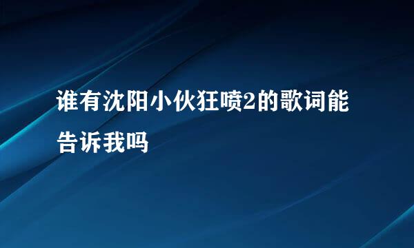 谁有沈阳小伙狂喷2的歌词能告诉我吗