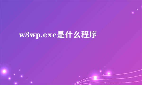 w3wp.exe是什么程序