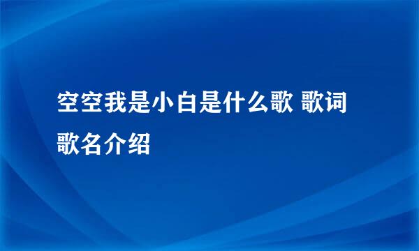 空空我是小白是什么歌 歌词歌名介绍