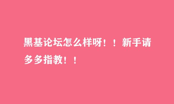 黑基论坛怎么样呀！！新手请多多指教！！