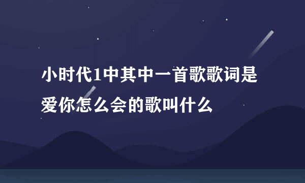 小时代1中其中一首歌歌词是爱你怎么会的歌叫什么