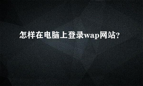 怎样在电脑上登录wap网站？