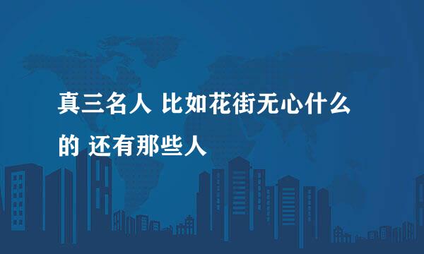 真三名人 比如花街无心什么的 还有那些人