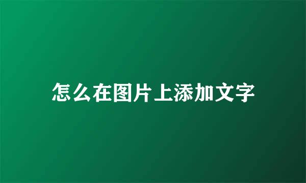 怎么在图片上添加文字