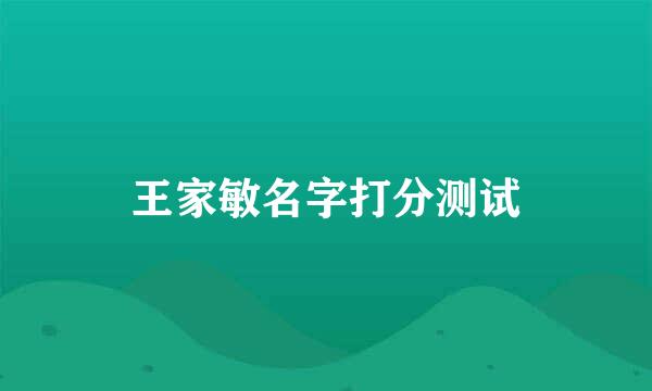 王家敏名字打分测试