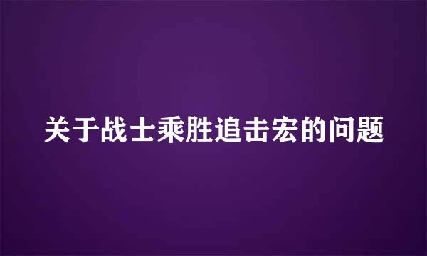 关于战士乘胜追击宏的问题