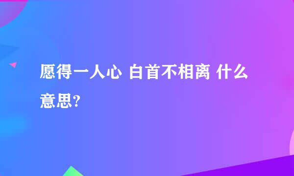 愿得一人心 白首不相离 什么意思?