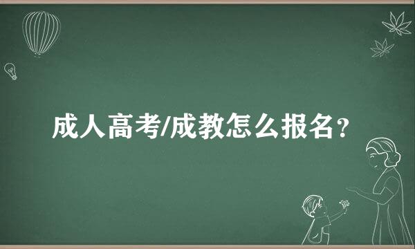 成人高考/成教怎么报名？