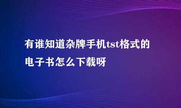 有谁知道杂牌手机tst格式的电子书怎么下载呀