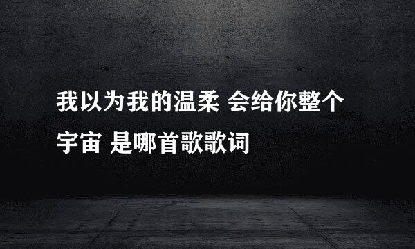 我以为我的温柔 会给你整个宇宙 是哪首歌歌词