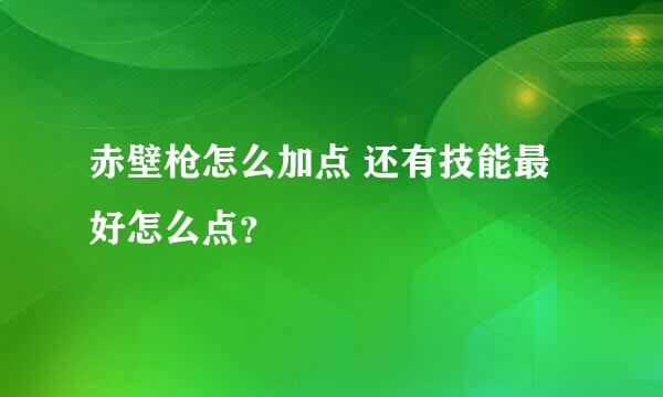 赤壁枪怎么加点 还有技能最好怎么点？