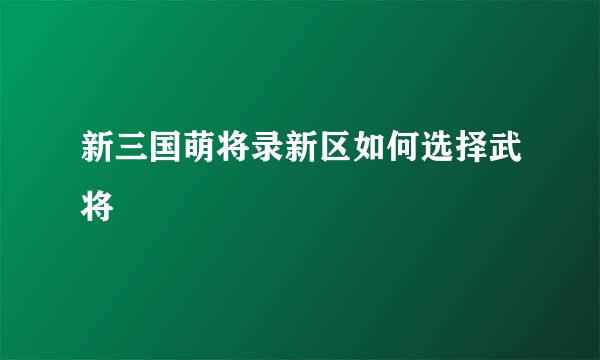 新三国萌将录新区如何选择武将