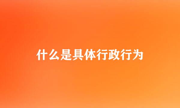 什么是具体行政行为