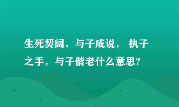 生死契阔，与子成说， 执子之手，与子偕老什么意思?