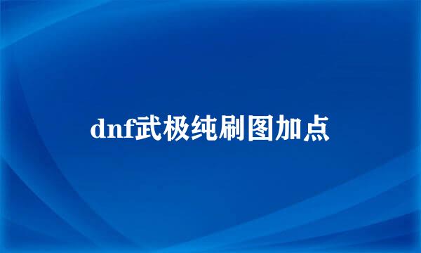 dnf武极纯刷图加点