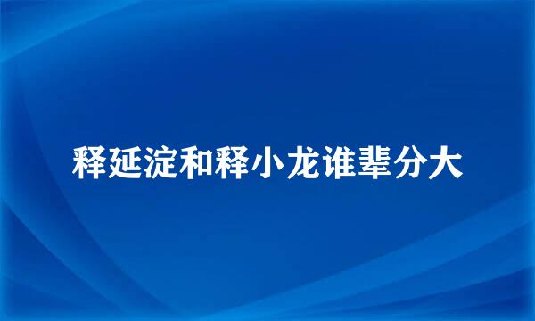 释延淀和释小龙谁辈分大