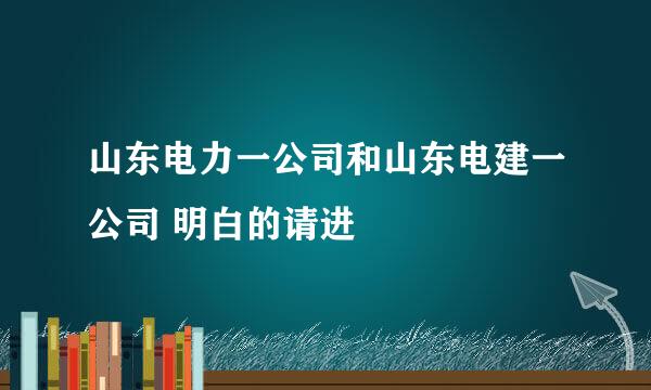 山东电力一公司和山东电建一公司 明白的请进