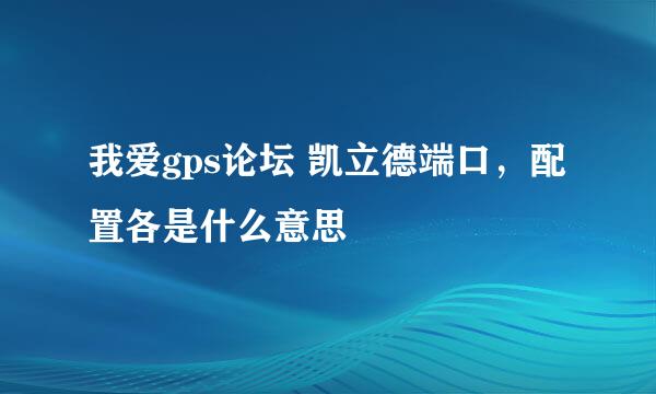 我爱gps论坛 凯立德端口，配置各是什么意思