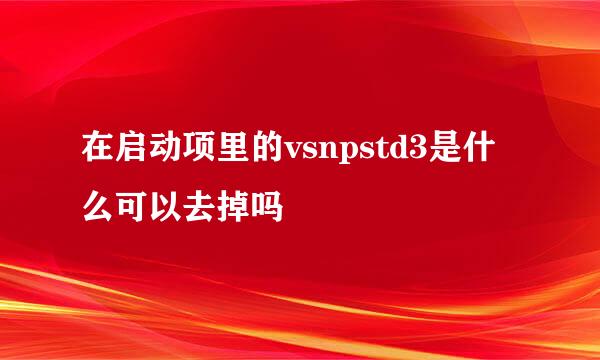 在启动项里的vsnpstd3是什么可以去掉吗