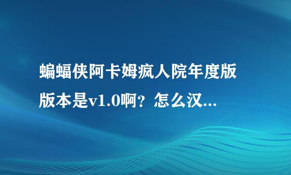 蝙蝠侠阿卡姆疯人院年度版 版本是v1.0啊？怎么汉化？说的具体详细点行吗？