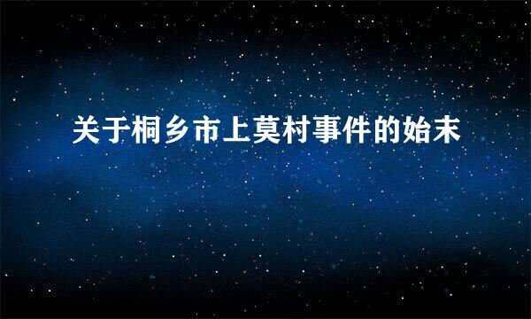 关于桐乡市上莫村事件的始末