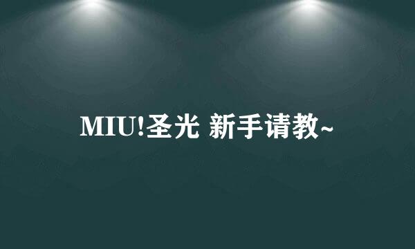 MIU!圣光 新手请教~