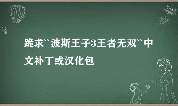 跪求``波斯王子3王者无双``中文补丁或汉化包