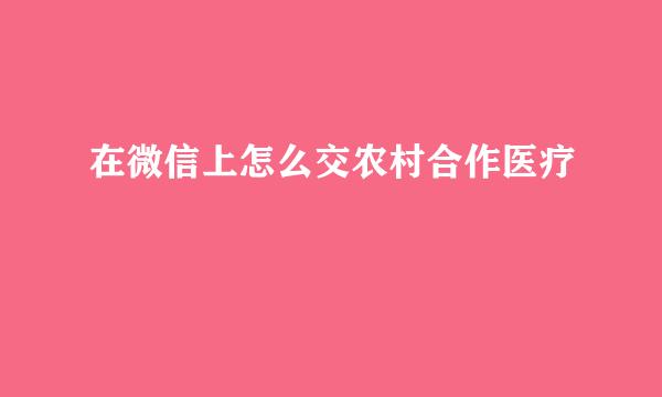 在微信上怎么交农村合作医疗