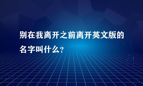 别在我离开之前离开英文版的名字叫什么？