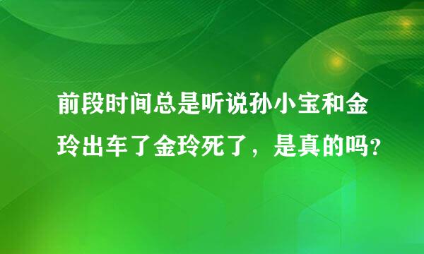 前段时间总是听说孙小宝和金玲出车了金玲死了，是真的吗？