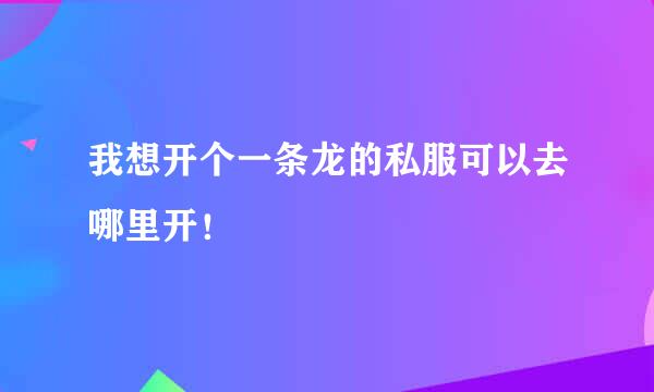 我想开个一条龙的私服可以去哪里开！