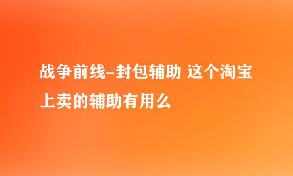 战争前线-封包辅助 这个淘宝上卖的辅助有用么