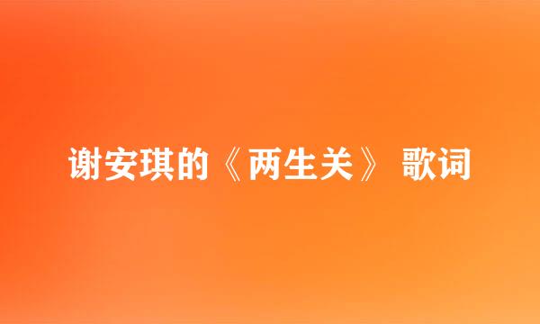 谢安琪的《两生关》 歌词