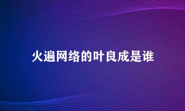 火遍网络的叶良成是谁