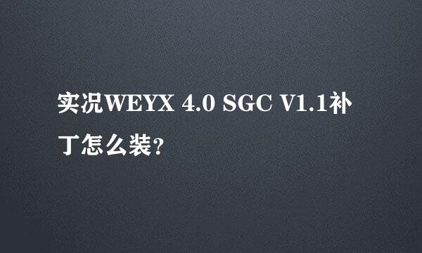 实况WEYX 4.0 SGC V1.1补丁怎么装？