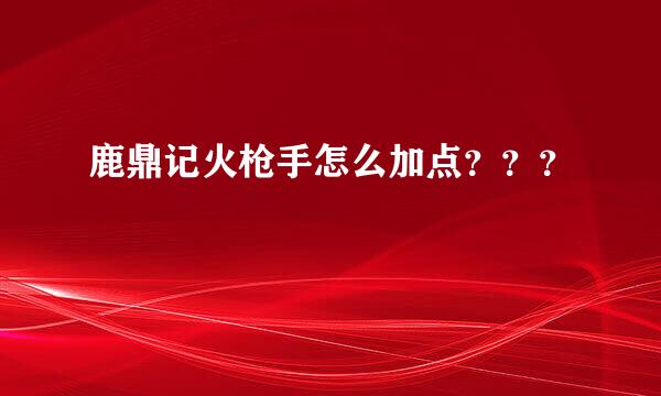 鹿鼎记火枪手怎么加点？？？