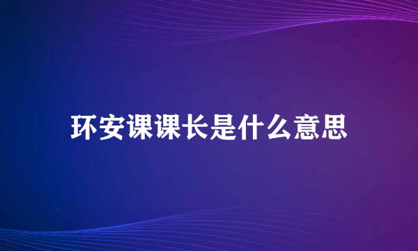 环安课课长是什么意思