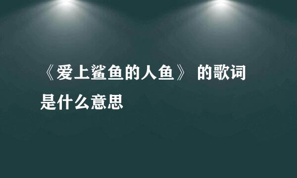 《爱上鲨鱼的人鱼》 的歌词是什么意思