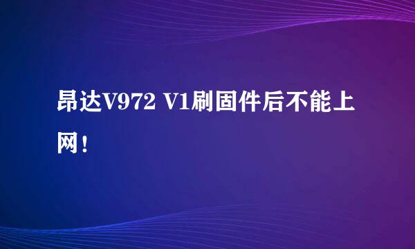 昂达V972 V1刷固件后不能上网！