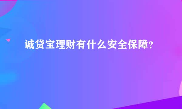 诚贷宝理财有什么安全保障？