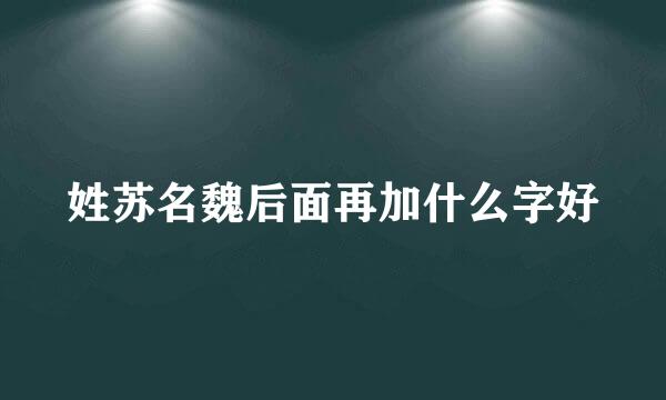 姓苏名魏后面再加什么字好