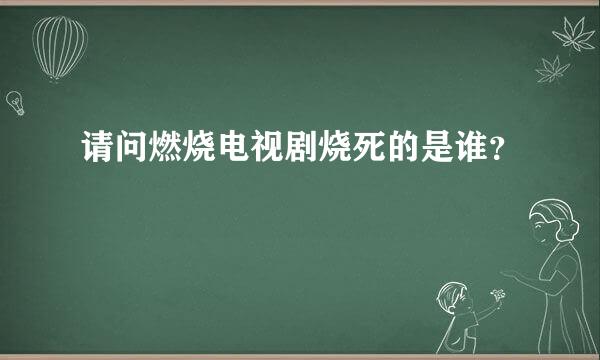 请问燃烧电视剧烧死的是谁？